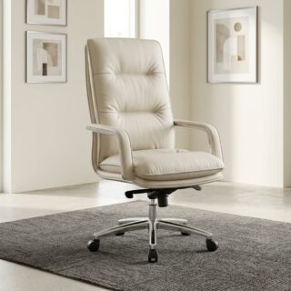 Ergonomic cream leather executive director chair with padded armrests and tilt adjustment in Nairobi