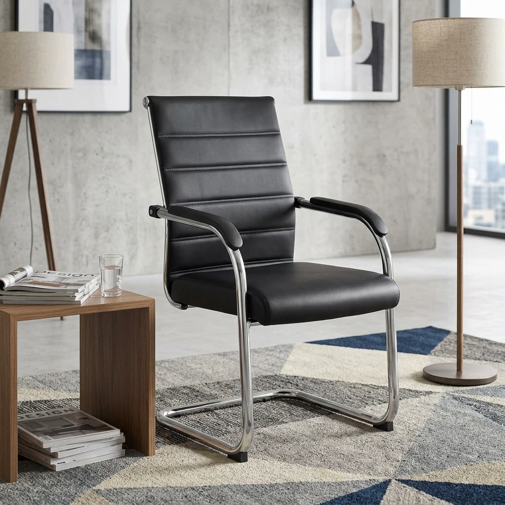 Leatherette cantilever visitor chair for office and reception seating in Kenya