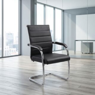 Black Cantilever Visitor Chair with padded seat and armrests