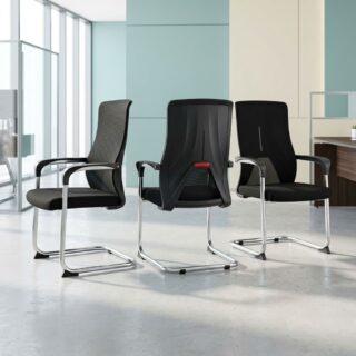 High Back Visitor Chair with black mesh back and cantilever-style frame