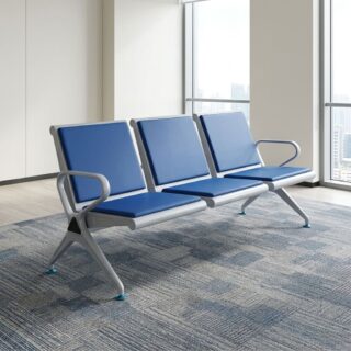 3-Seater Blue Reception Bench with padded seats