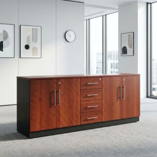 Executive Storage Credenza with four central drawers