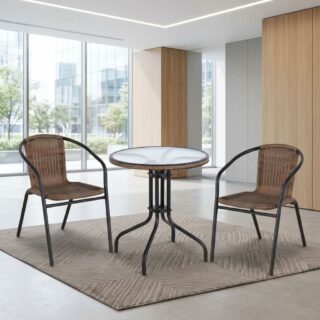 2-Seater Rattan Bistro Set with round table