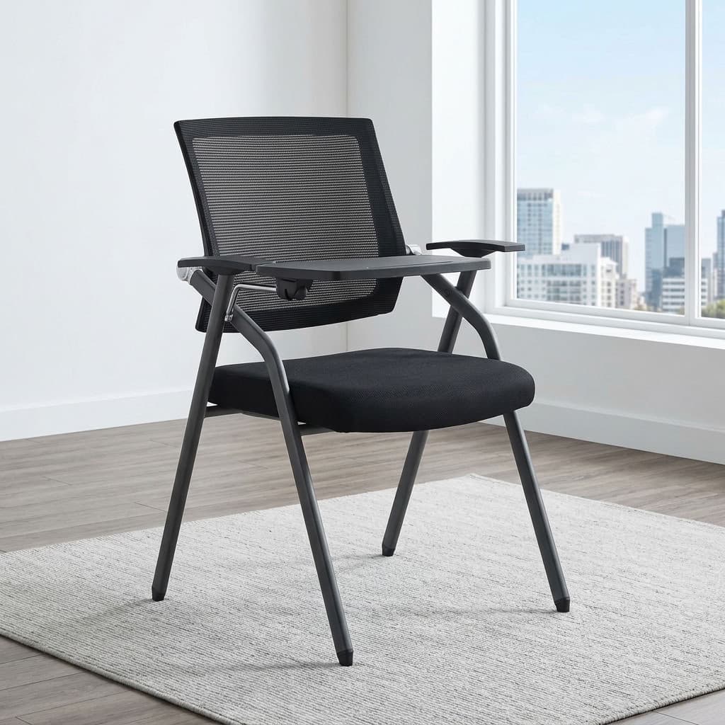 Training Chair With Tablet with mesh backrest and fabric seat