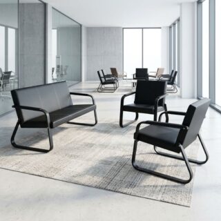 3-Piece Reception Sofa Set with black seating