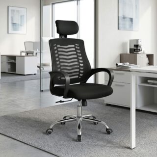 Headrest Mesh Office Chair with chrome-look base