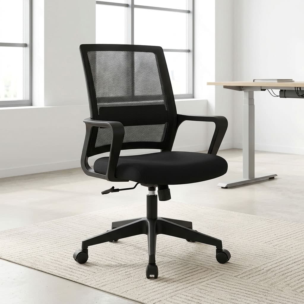Mid-Back Swivel Chair with black mesh back