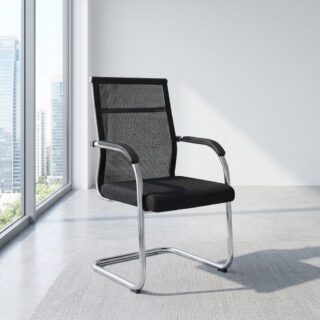 Cantilever Mesh Visitor Chair with padded seat