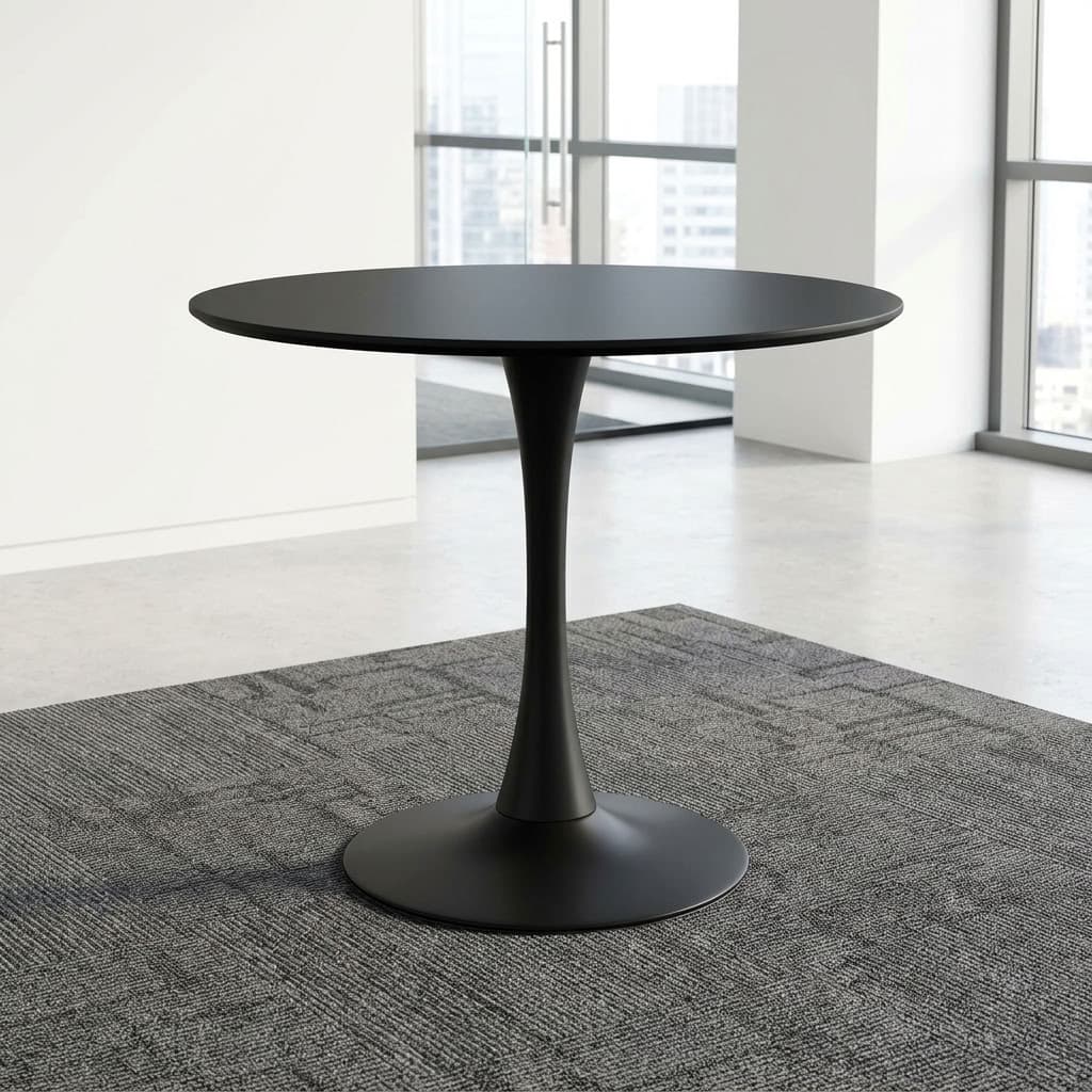 Round Pedestal Dining Table in black