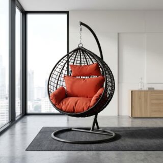 Rattan Hanging Egg Chair with freestanding stand