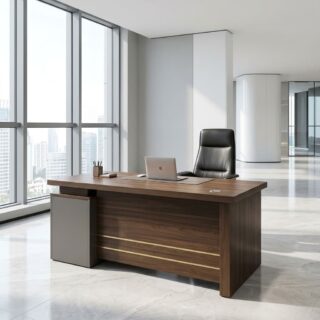 1.4m Walnut Executive Desk with three drawers