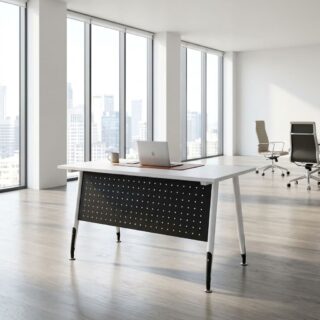 1.2m White Office Desk with perforated front panel