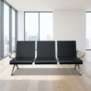 3-Link Executive Waiting Bench with three black seats