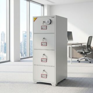 4-Drawer Digital Lock Safe with fireproof document storage