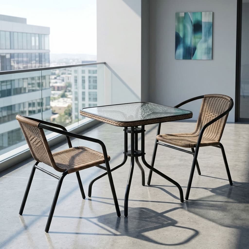 2-Seater Patio Dining Set with square table