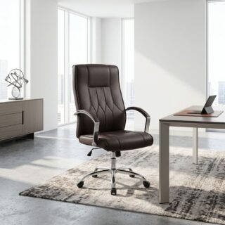 Brown Executive Office Chair with high padded backrest