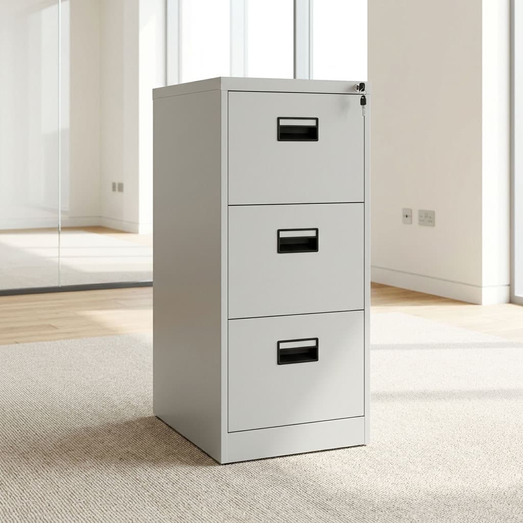 3-Drawer Central Lock Cabinet with three filing drawers