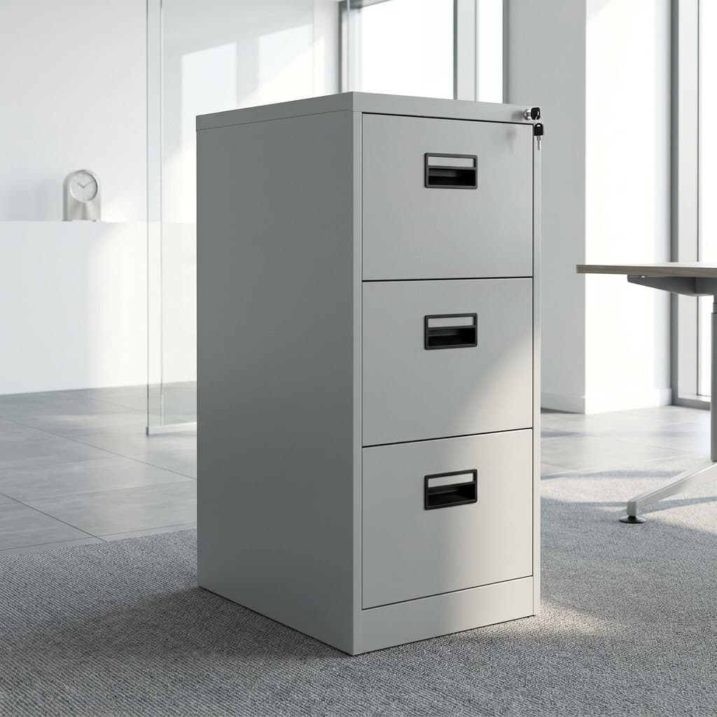 3-Drawer Central Lock Cabinet with three filing drawers