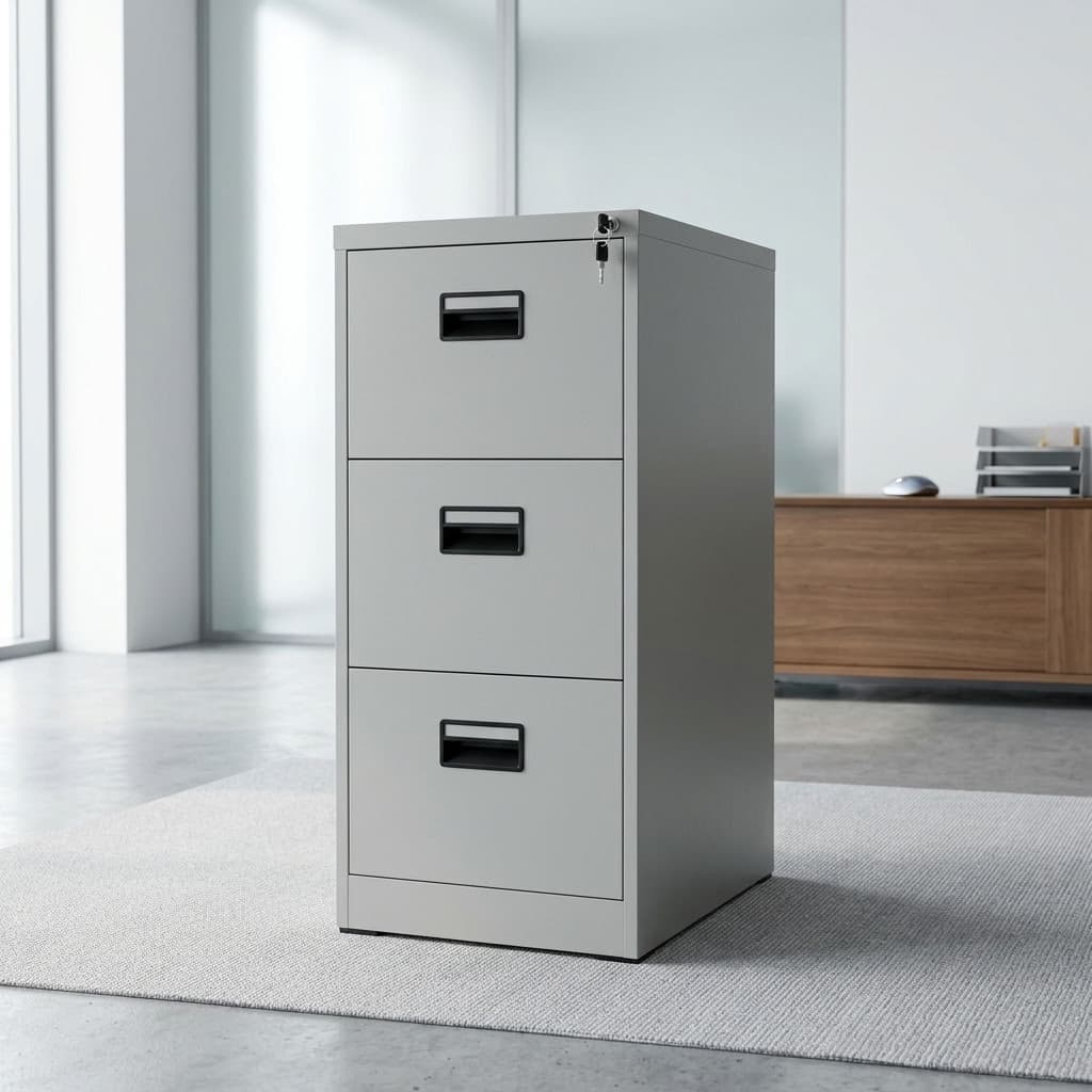 3-Drawer Central Lock Cabinet with three filing drawers