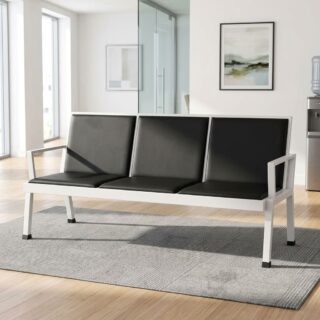 3-Seater Reception Bench with black padded seats