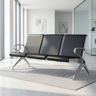 3-Link PU Waiting Chair with black seats