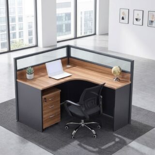 L-Shaped One-Way Workstation with partitions