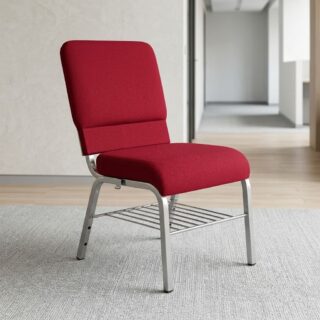 Red Padded Banquet Chair with lower rack