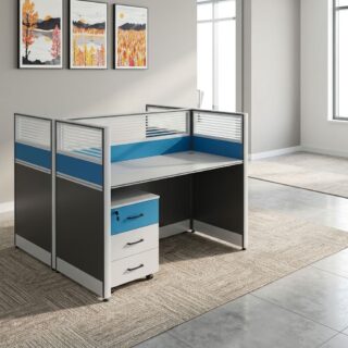 2-Way Cubicle Workstation with drawer storage