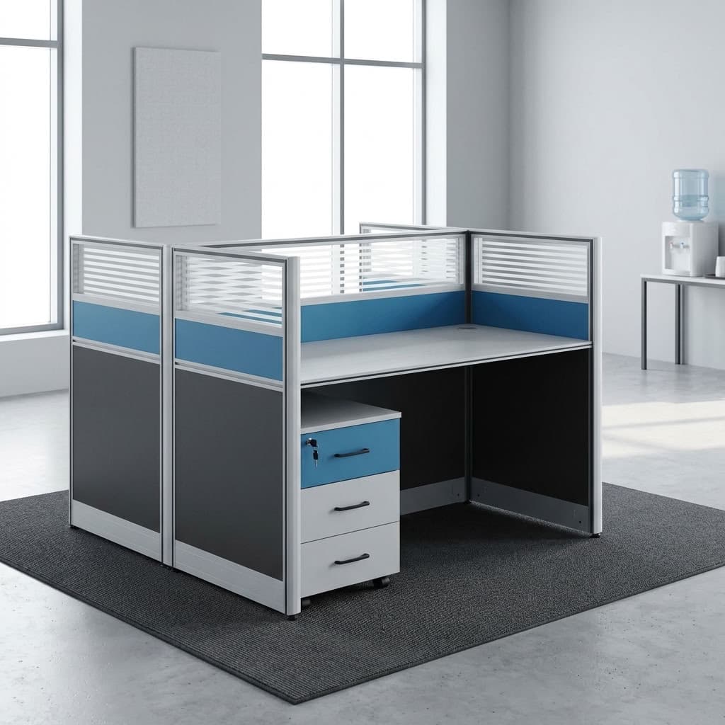 2-Way Cubicle Workstation with drawer storage