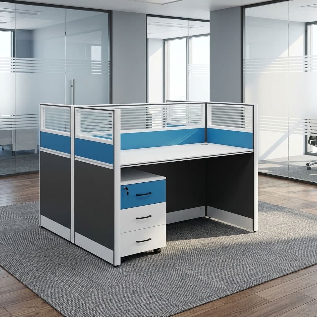 2-Way Cubicle Workstation with drawer storage