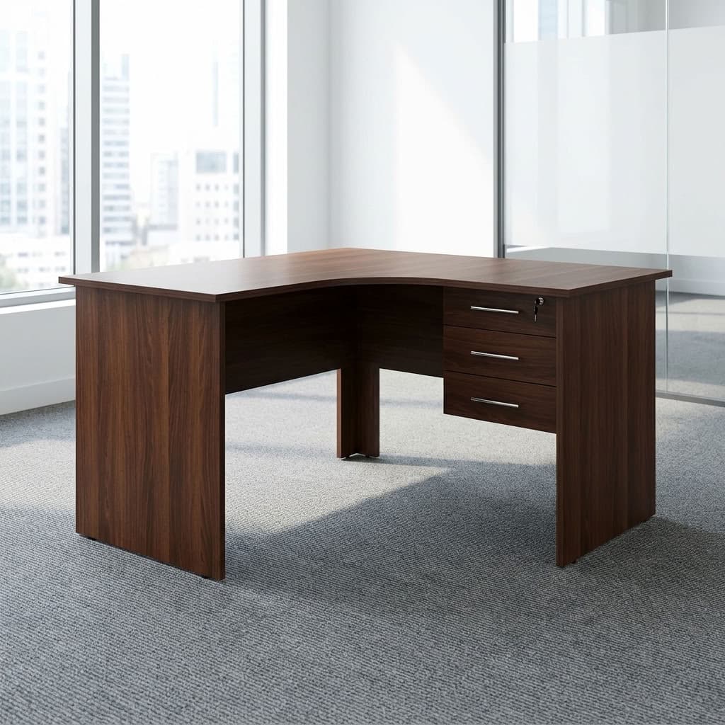 1.2M Curved Staff Desk with three drawers