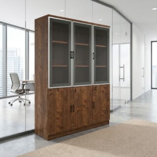 Executive 6-Door Office Cabinet with glass doors