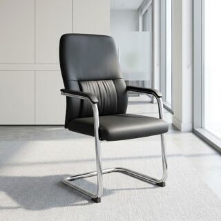 High Back Cantilever Chair with padded black seat