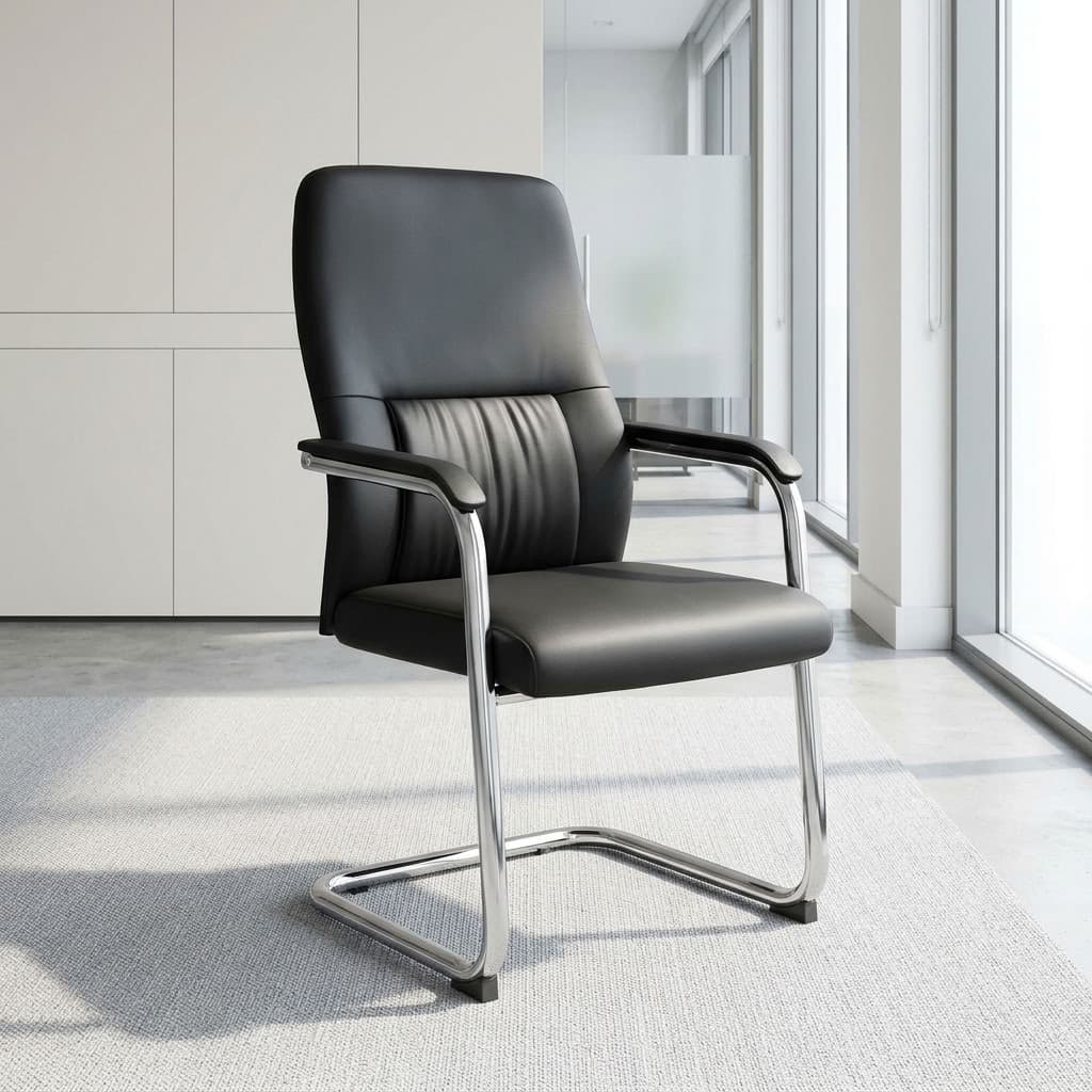 High Back Cantilever Chair with padded black seat