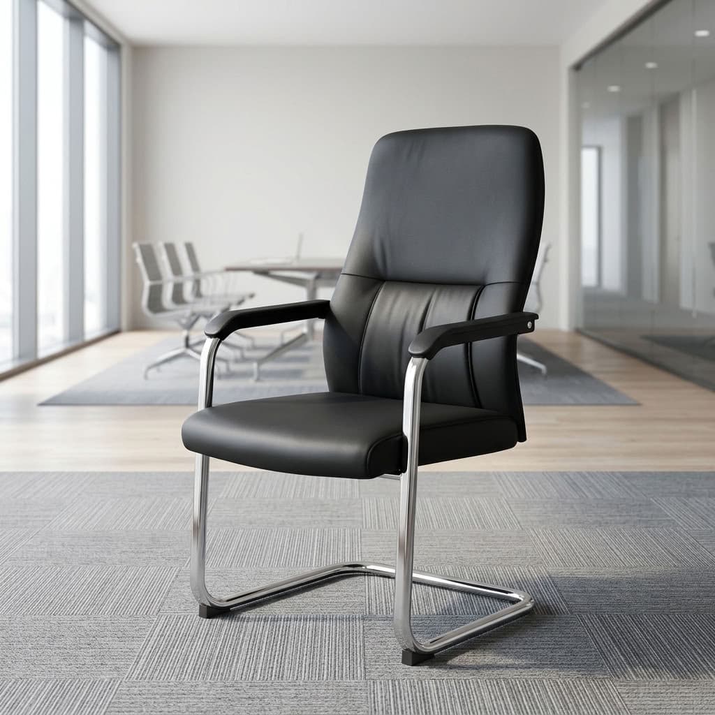 High Back Cantilever Chair with padded black seat