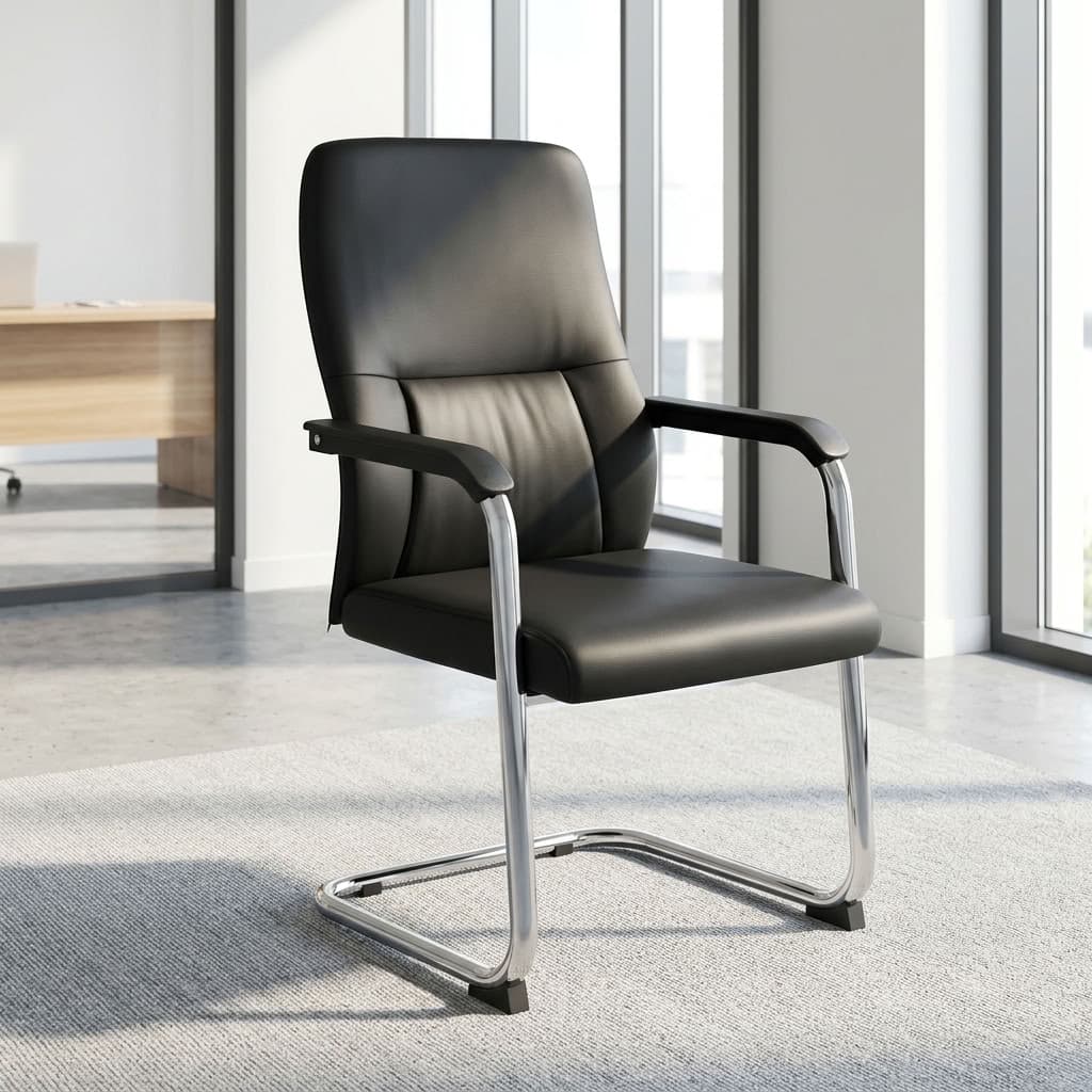 High Back Cantilever Chair with padded black seat