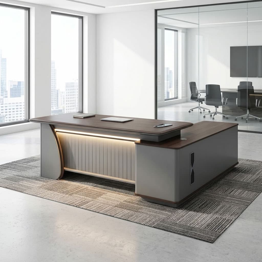 2.2M Director Office Desk with L-shaped extension