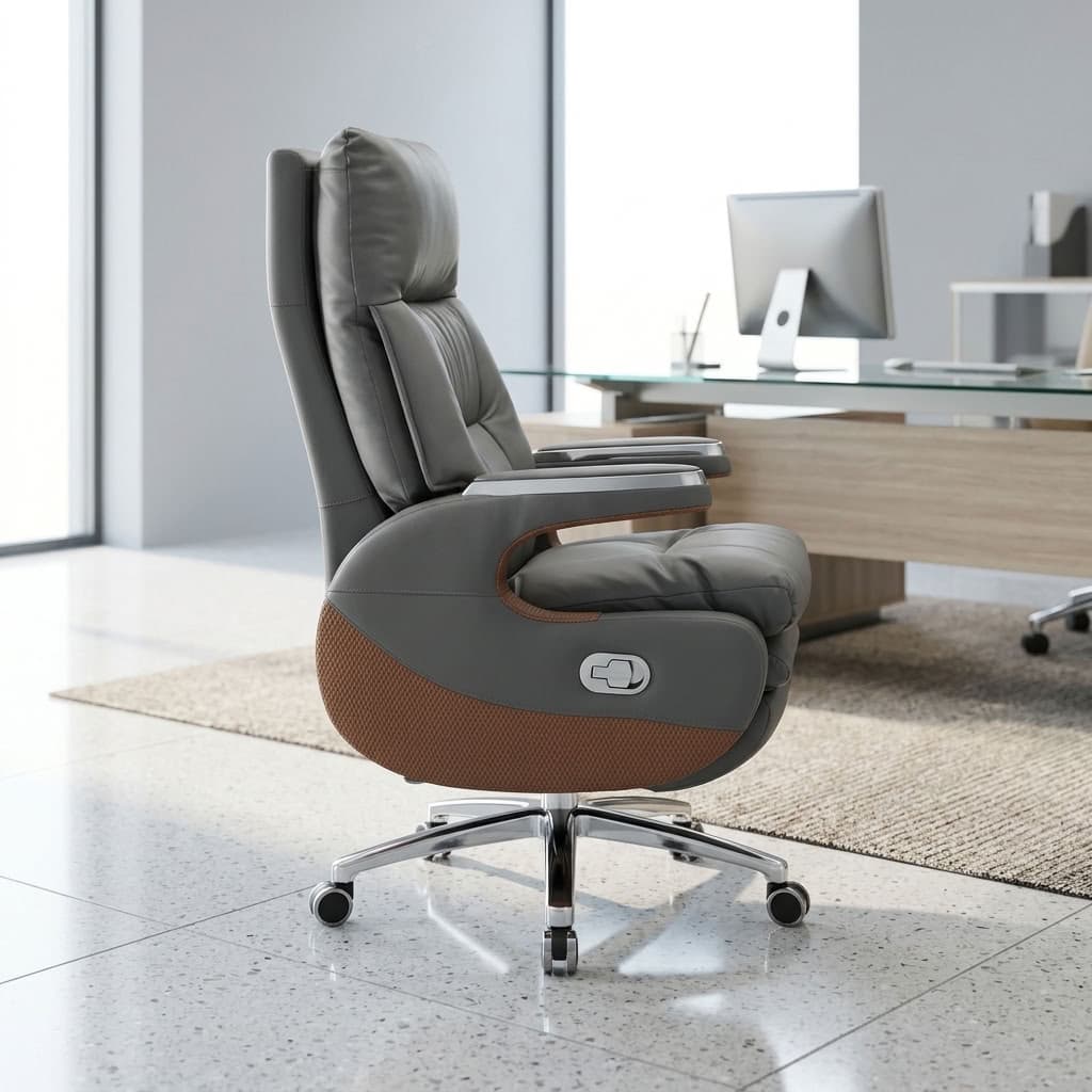 Premium Executive Recliner Chair in dark grey leather