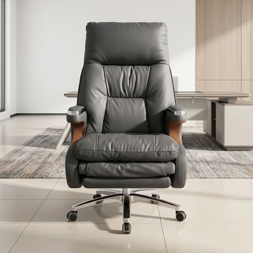 Premium Executive Recliner Chair in dark grey leather