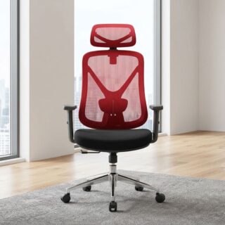 Red Headrest Office Chair with chrome base