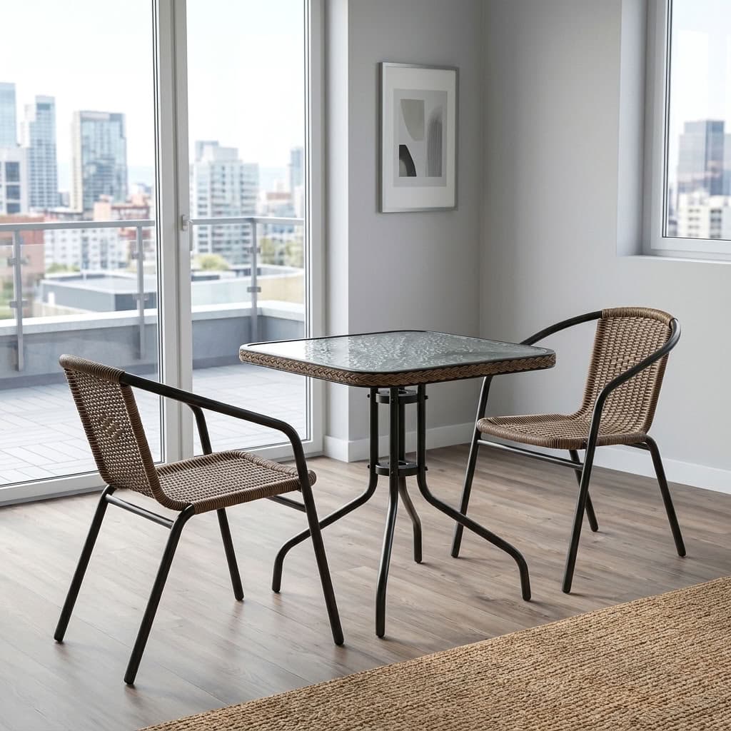 2-Seater Patio Dining Set with square table
