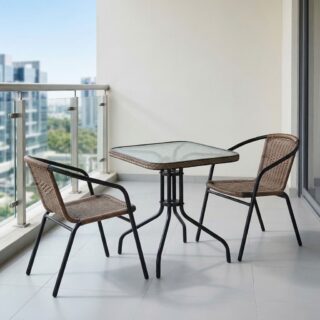 2-Seater Patio Dining Set with square table