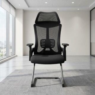 Headrest Office Visitor Chair with mesh back and fixed base