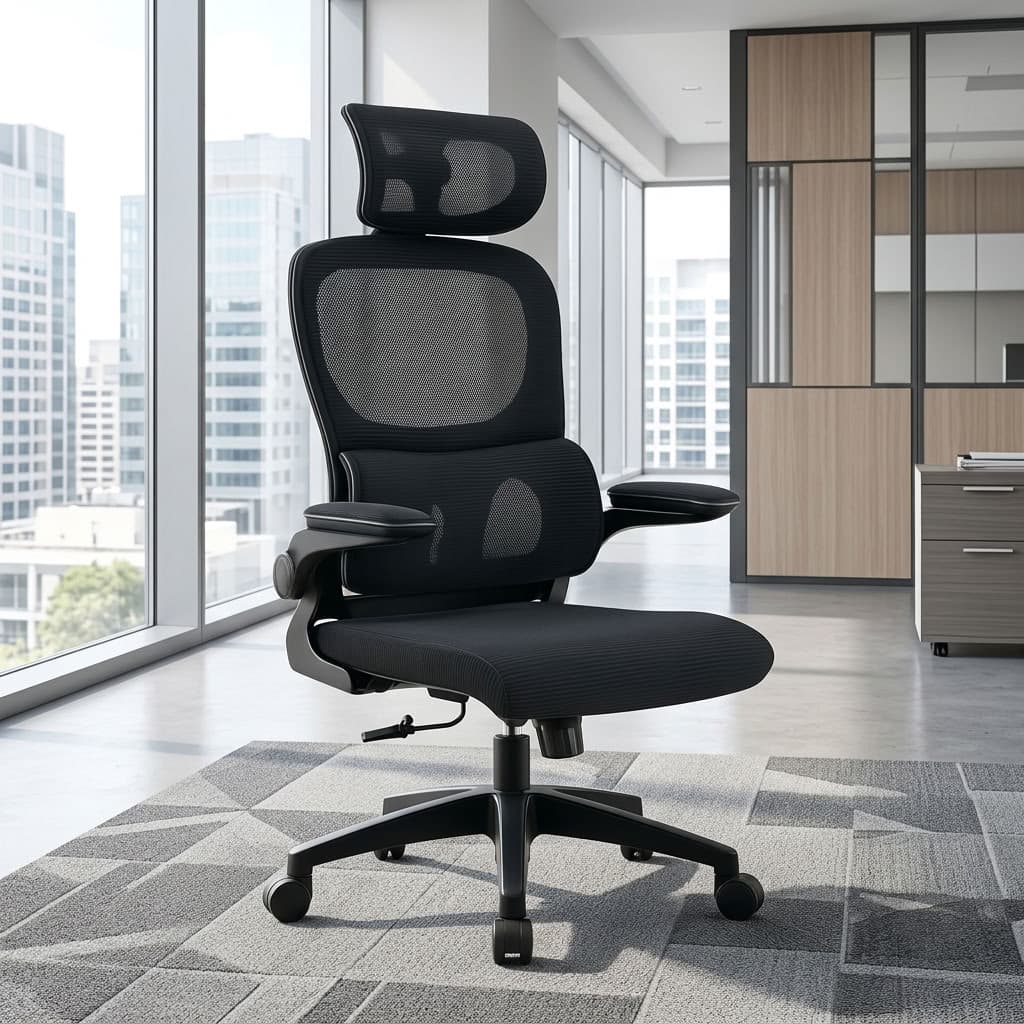 Contour Mesh Office Chair with headrest and segmented mesh back