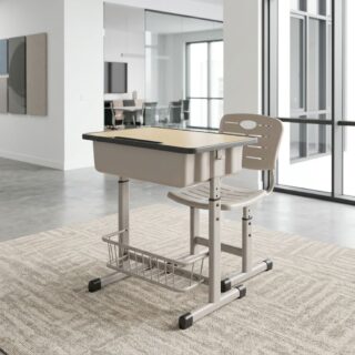 Adjustable School Desk Set with chair and storage basket