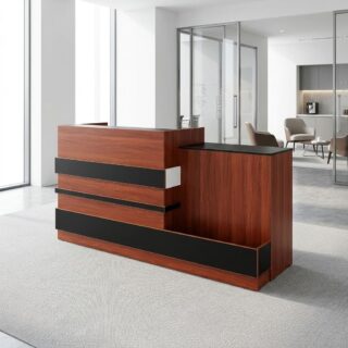 2M Executive Reception Desk with wood-look finish