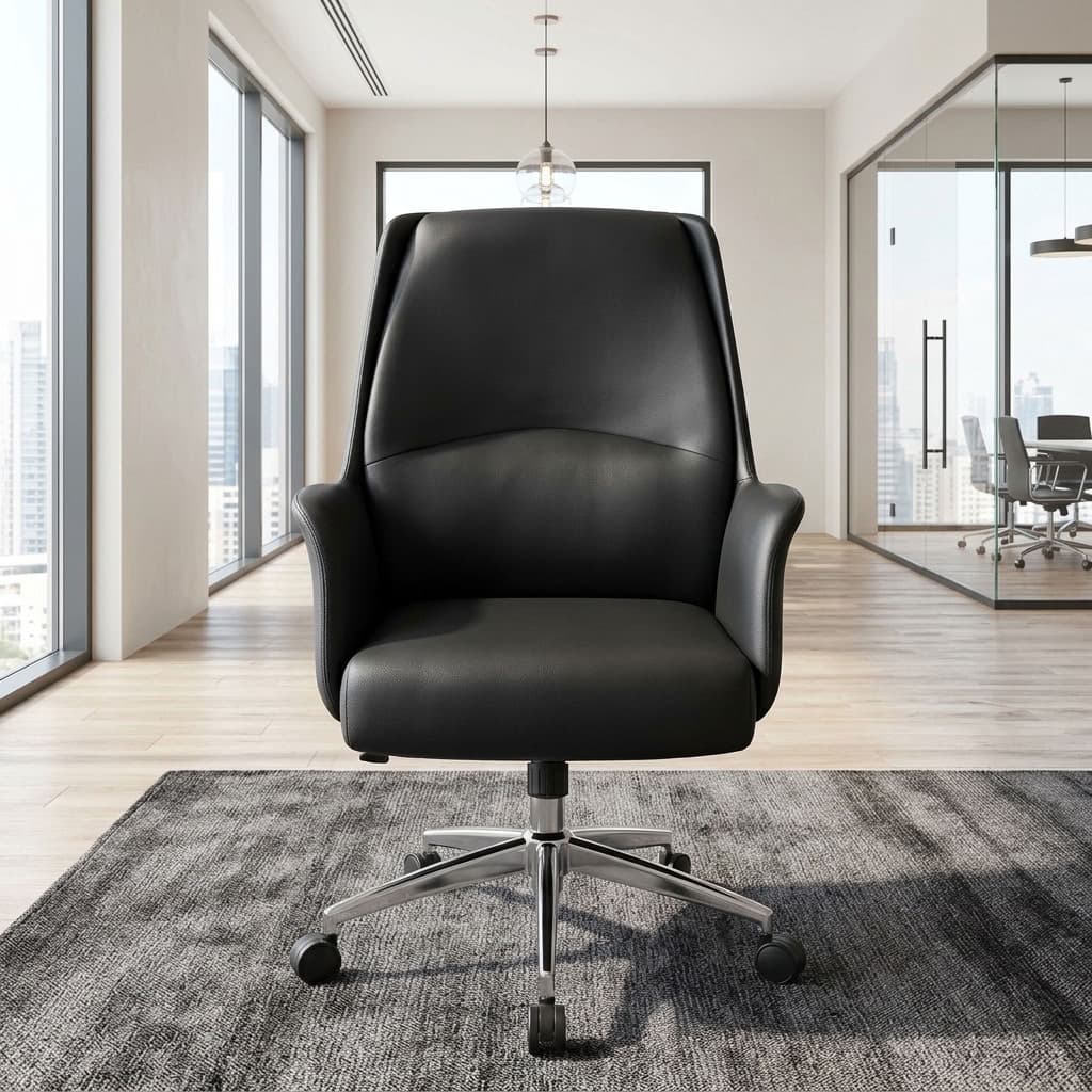 Modern Low Back Swivel Chair with integrated armrests