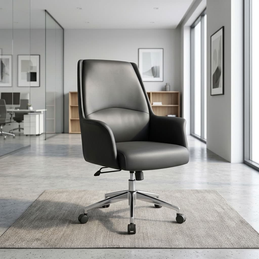 Modern Low Back Swivel Chair with integrated armrests