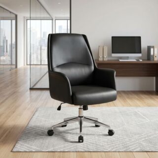 Modern Low Back Swivel Chair with integrated armrests