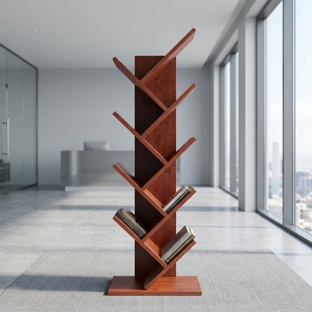 9-Tier Tree Bookshelf with angled branch shelves